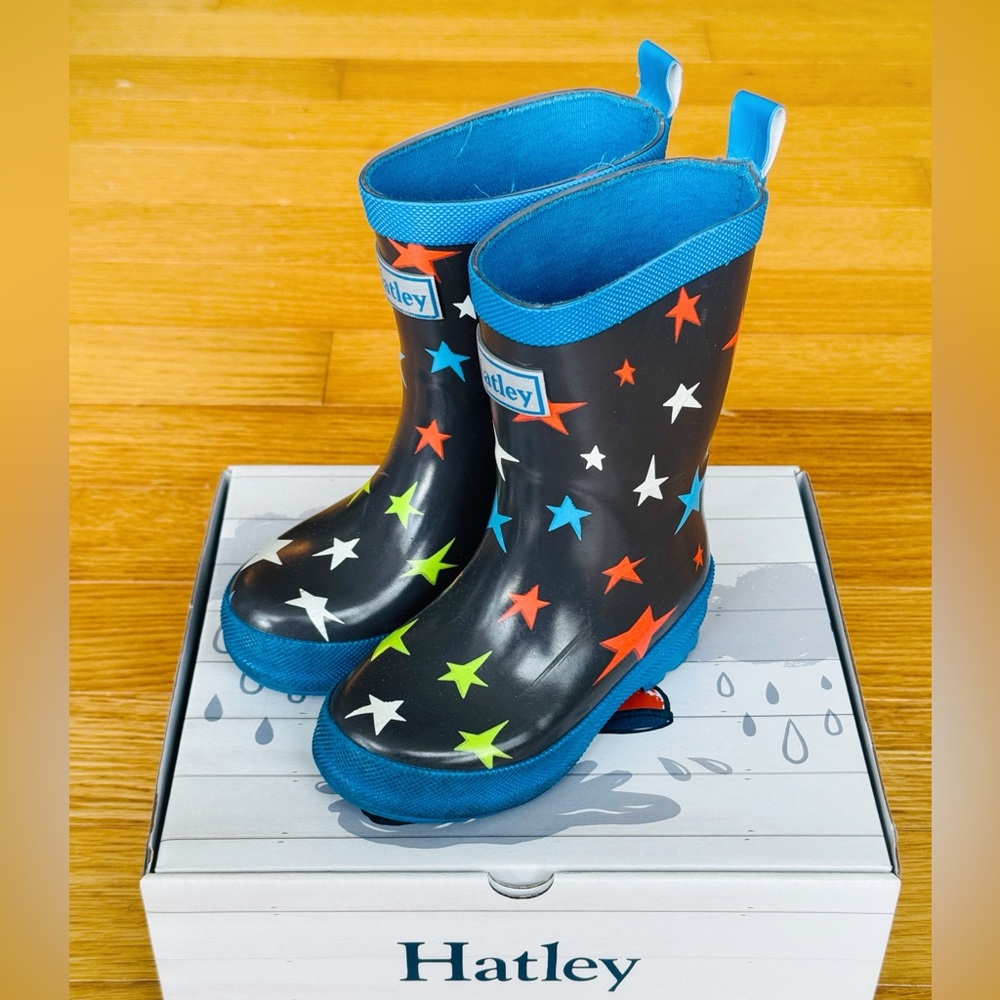 Hatley Kids' Starry Rain Boots - Black and Blue